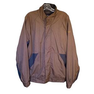 Footjoy DryJoy Mens Houndstooth Brown ZipUp Snap Close Golf Windbreaker Sz L